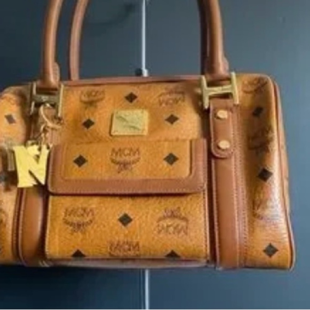 MCM monogrammed cognac Boston